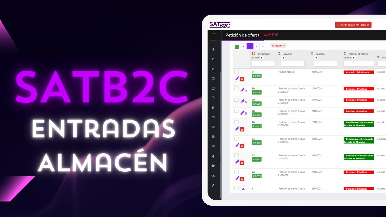 Programa de Servicio T&eacute;cnico SAT: Entradas Almac&eacute;n - SATB2C
