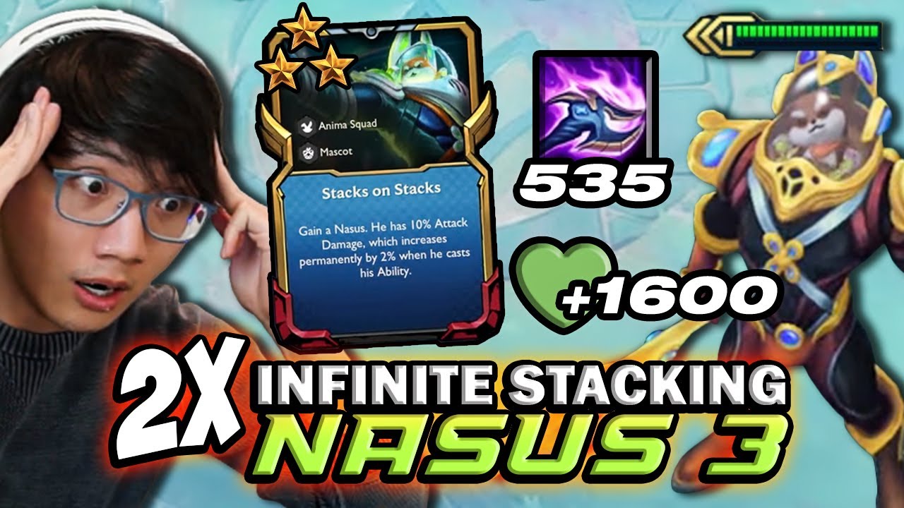 Nasus ⭐⭐⭐ but with Infinite HP and AD Stacking