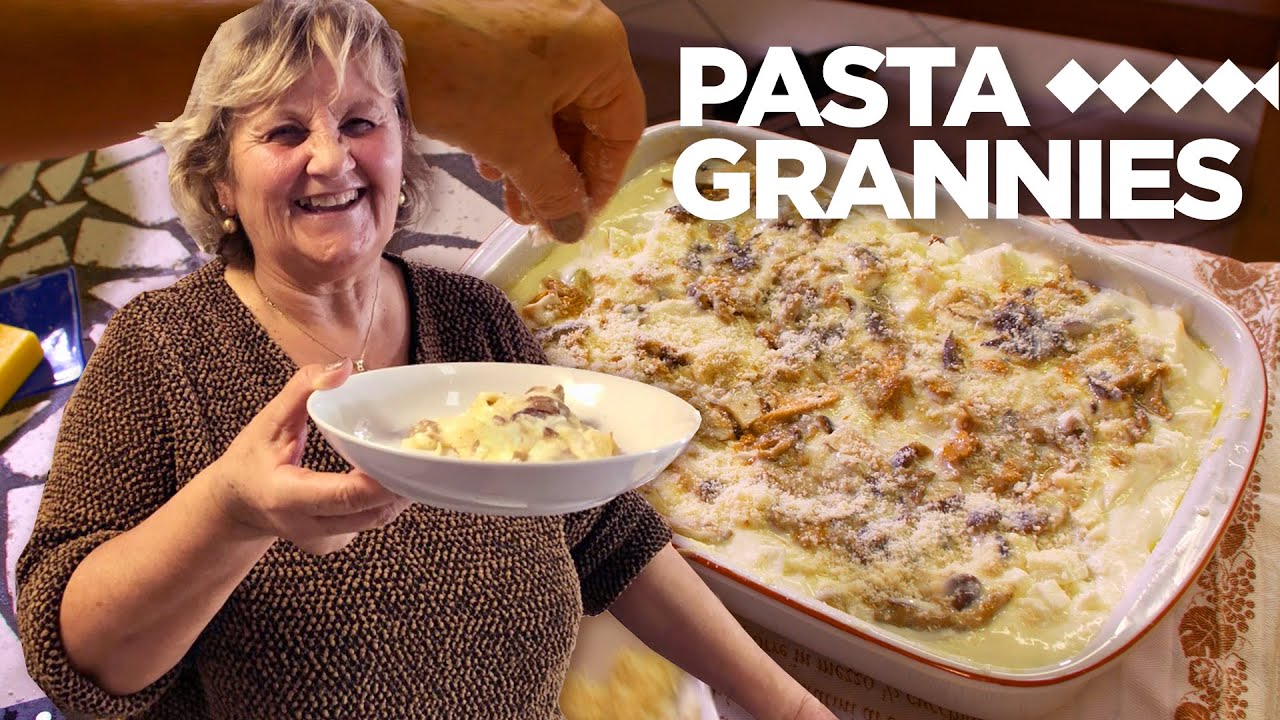 Enjoy Rita, Giovanna and grandson Giulio make mushroom lasagna | Pasta Grannies
