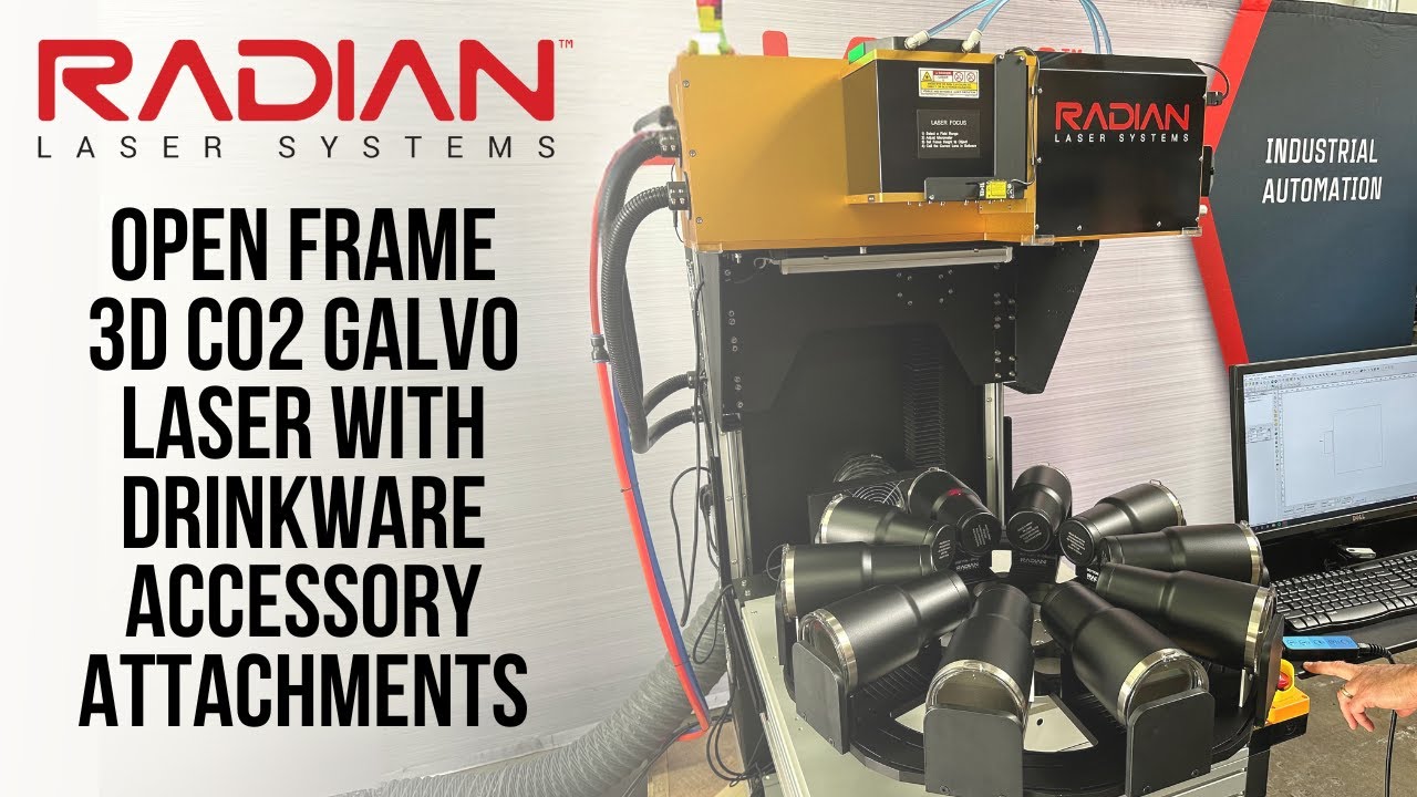 Open Frame 3D CO2 Galvo Laser with Drinkware Accessory Attachments