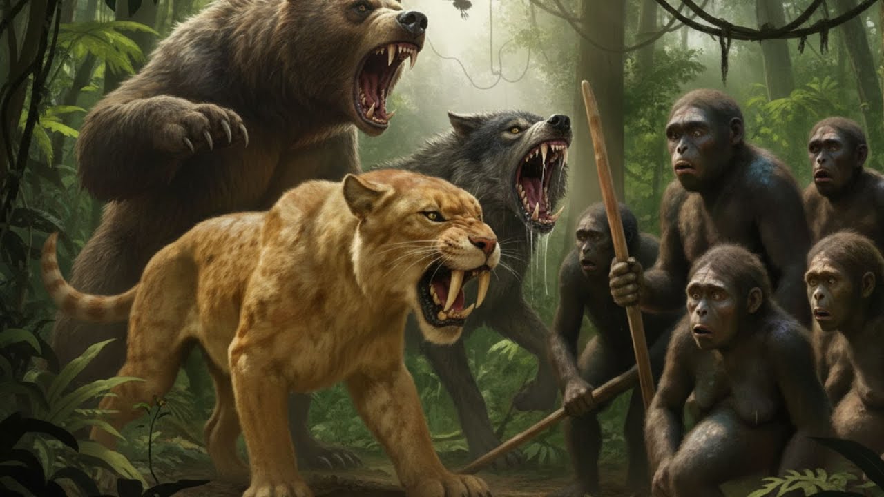 Life 6.5 million years ago prehistoric people fought animals to protect humanity