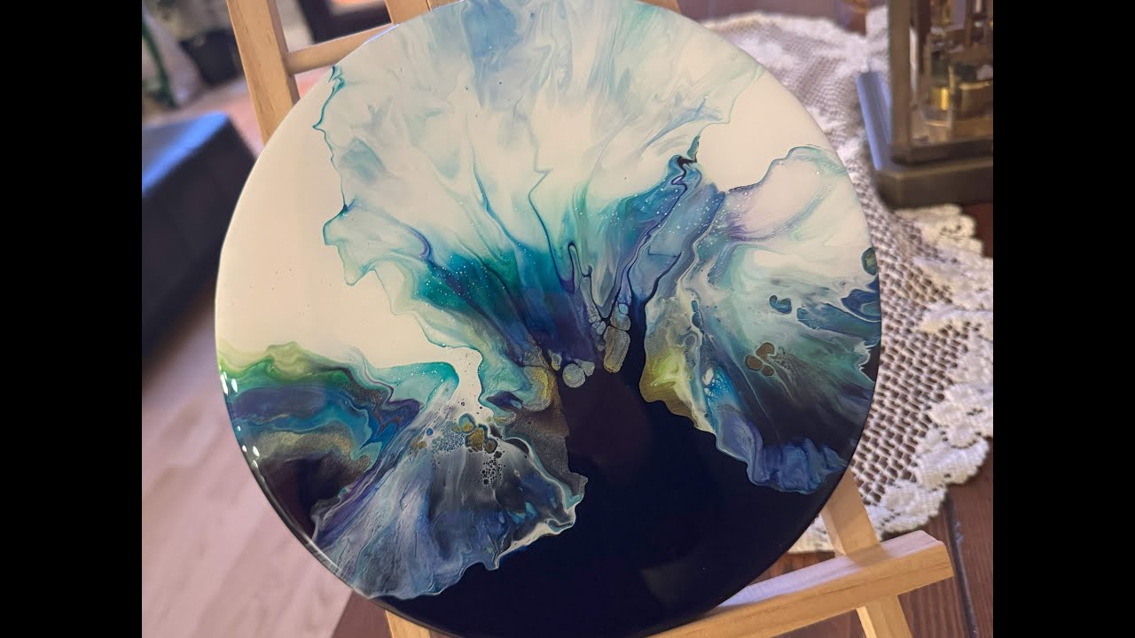First Ever Commission! Gorgeous Trivet in custom colors. #ksresin #custom #fluidart #functionalart