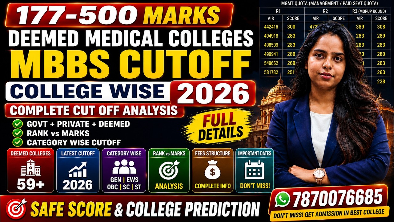 177-500 Marks 😱 Deemed Medical Colleges MBBS Cutoff 2026 | College Wise Cut Off | AIQ