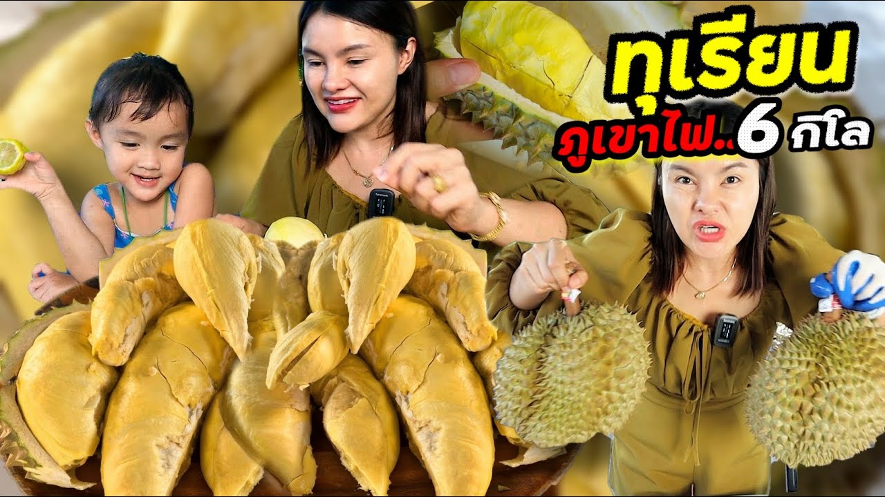 แกะทุเรียนภูเขาไฟ 6กิโล!! สีเหลืองทอง กรอบนอกนุ่มใน เนื้อหอมหวาน อร่อยเกินจะบรรยาย | ตั้มมี่Channel