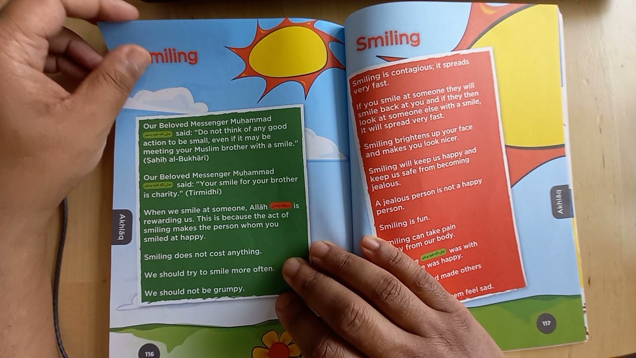 Akhlaq: Book 1, page 110 to 121. Gentleness in speech, Smiling & Beginning from the right hand side.