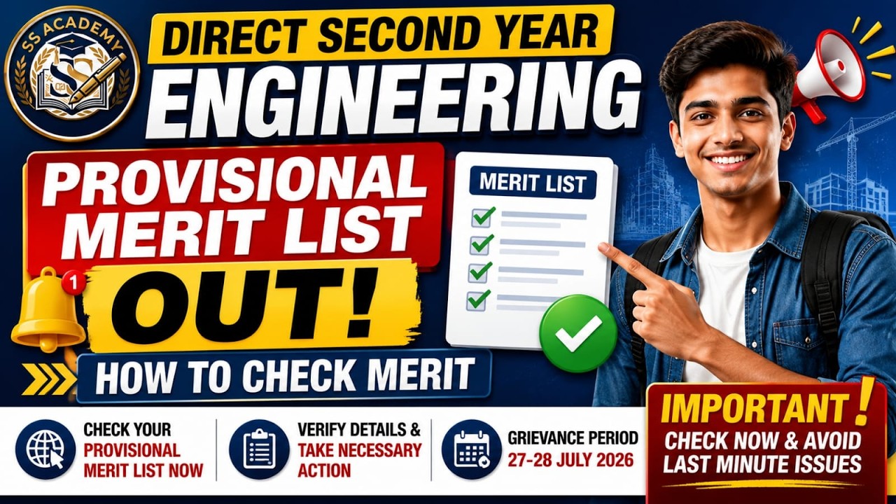 Direct Second Year Engineering Merit List OUT ✅ | How to Check Provisional Merit List?