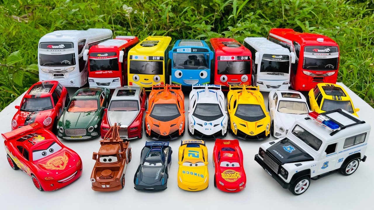 Mobil Mobilan Bus Tayo, Mobil Polisi, Ambulance, Mcqueen, Mobil Balap, Lamborghini, Bus Basuri #1232