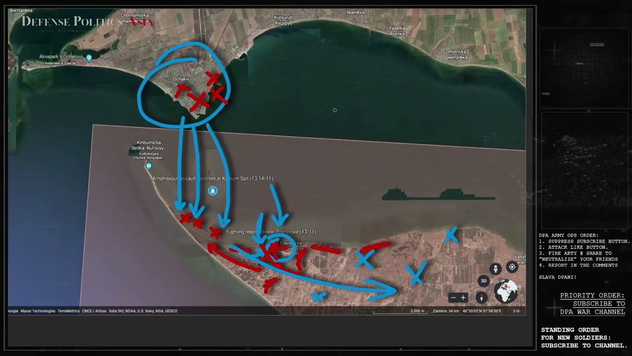 [ Kherson Front ] Ukrainian amphibious landing at Kinburn Spit on the southern bank of Dnipro River