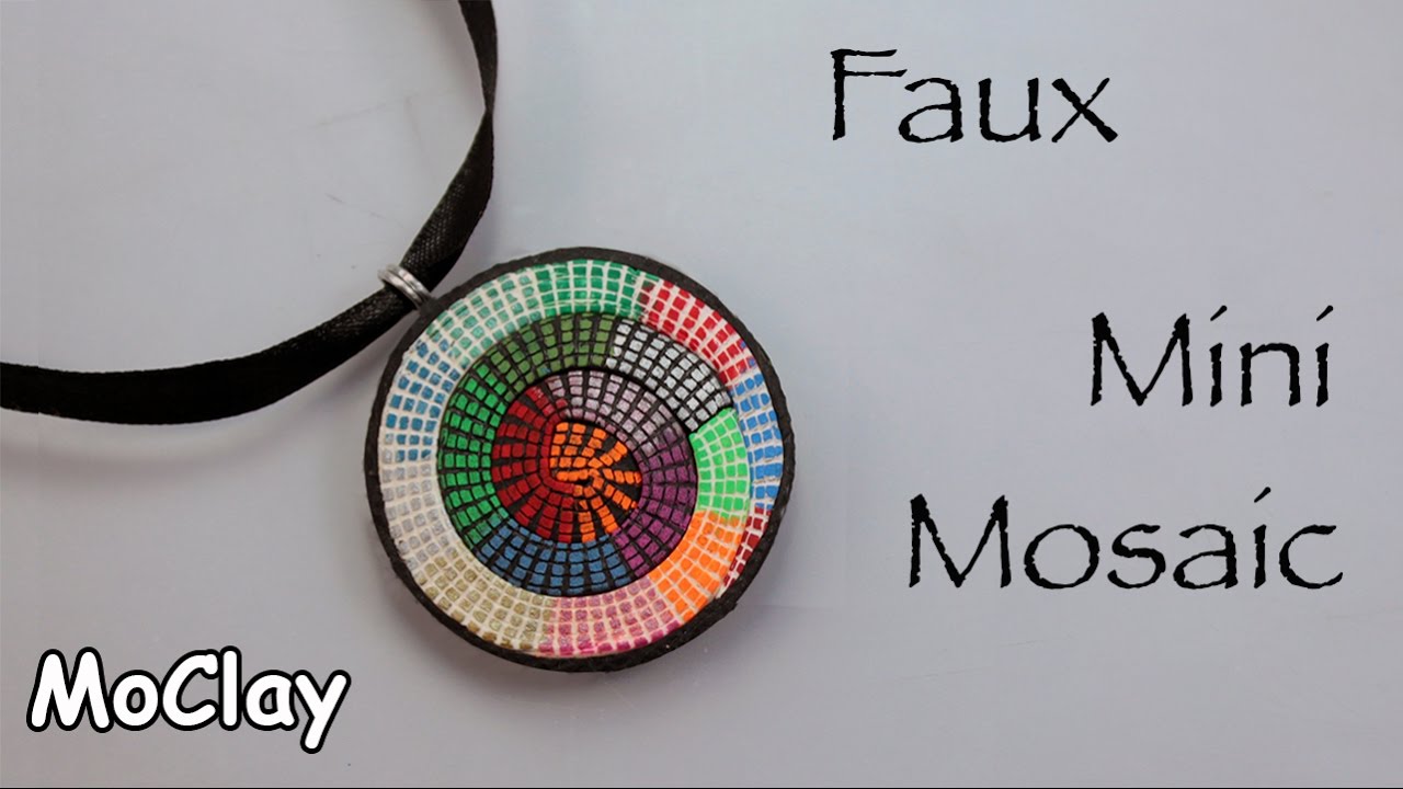 DIY Mosaic spiral pendant - Chalk Pens on polymer clay