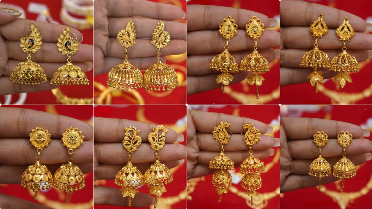 Latest 22k Gold Jhumka Earrings Design 2026/Daily Wear Gold Earrings Design/Light weight gold jhumka