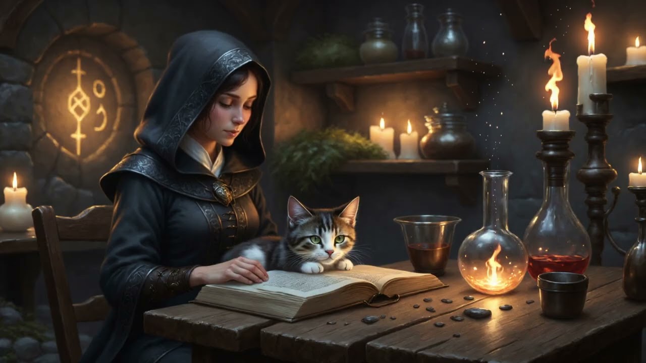 Studying Potions with an Alchemist and Her Cat 🧪🐈 | Cozy Fantasy Tavern Music