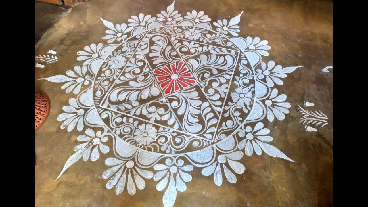 Laxmi puja Alpona design//আলপনা আঁকা//Blooming ideas//How to draw alpona