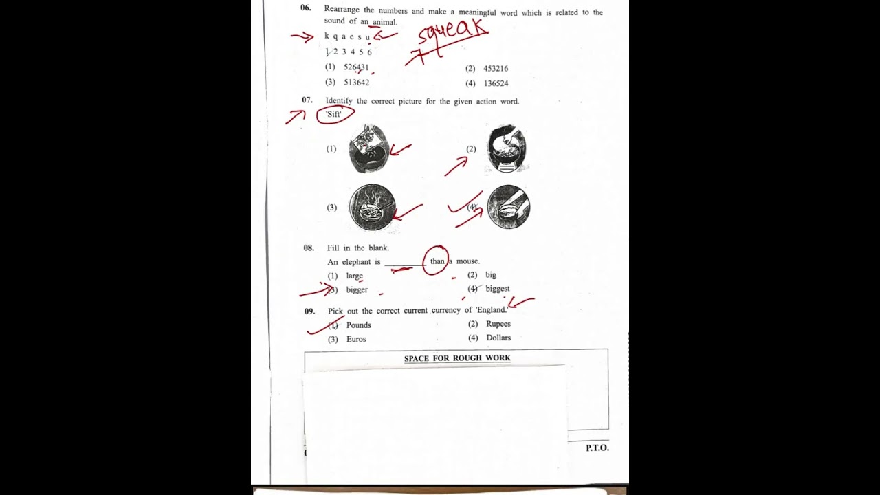 5th Scholarship English 2026 Answer Key