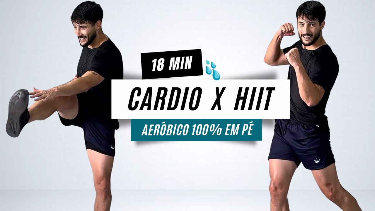 18 MIN DE EXERCÍCIO CARDIO HIIT - TODOS EM PÉ - sem mãos no chão, sem equipamento, treino em casa