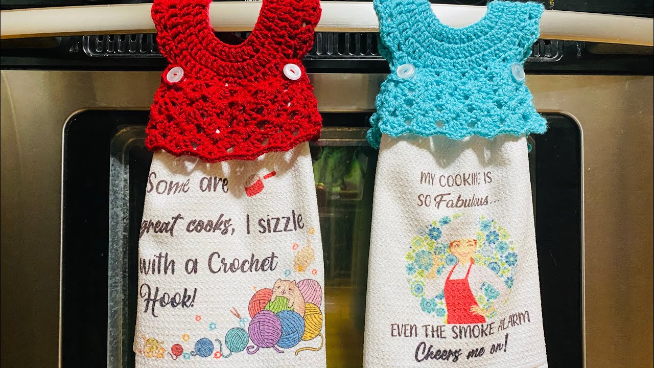 Crochet Towel Holder, Toppers for Kitchen Towels, Crochet Little Dress
