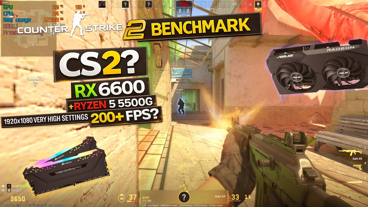 CS2 Benchmark | RX 6600 + Ryzen 5 5500 + 16GB RAM | 1920x1080 Very High Settings