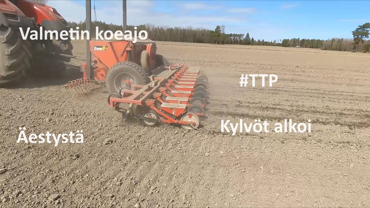 Kylvöt 2024, Juurikkaan kylvöä, valmetin koeajo ja äestystä.