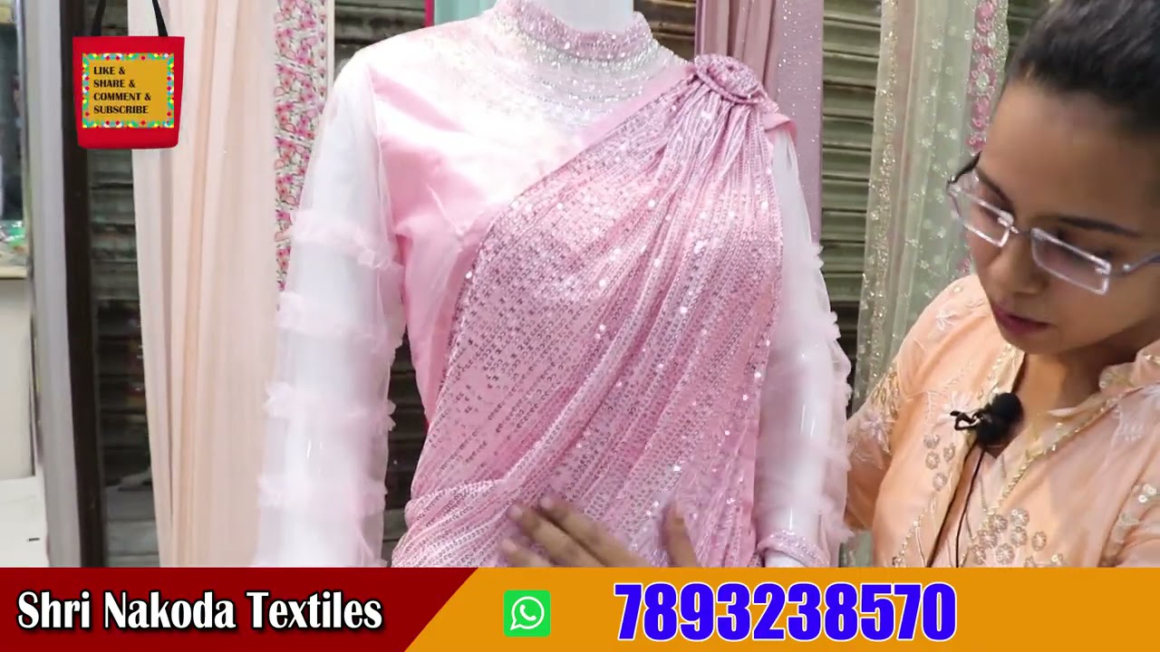 One Minute designer saree | Readymade blouse | Ready to wear saree | Nakoda textile.