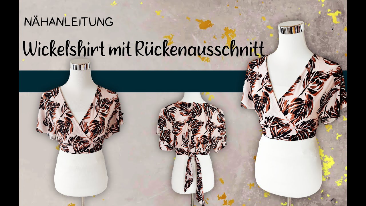 Wickelshirt mit Rückenausschnitt und Bindeband nähen  | Nähen ohne Schnittmuster | Croptop nähen
