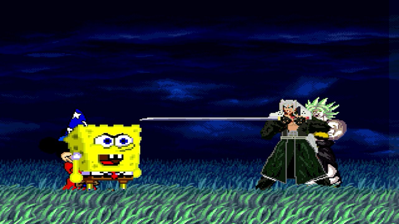 Spongebob & Mickey Mouse vs Sephiroth & The Nightmare SSJ3 MUGEN Battle!!!