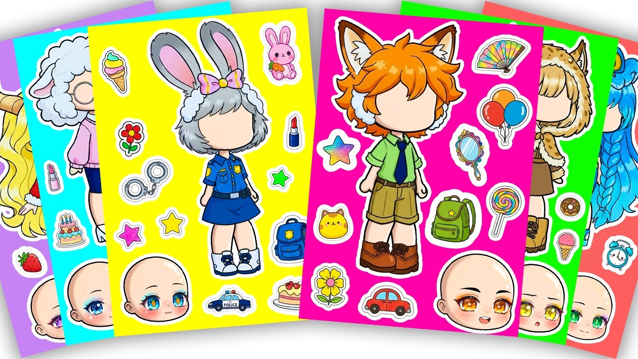 (🐰Paper DIY🦊) ZOOTOPIA Series X Gacha Sticker Book #Nick #Judy #Zootopia #asmr #paperdiy #doll