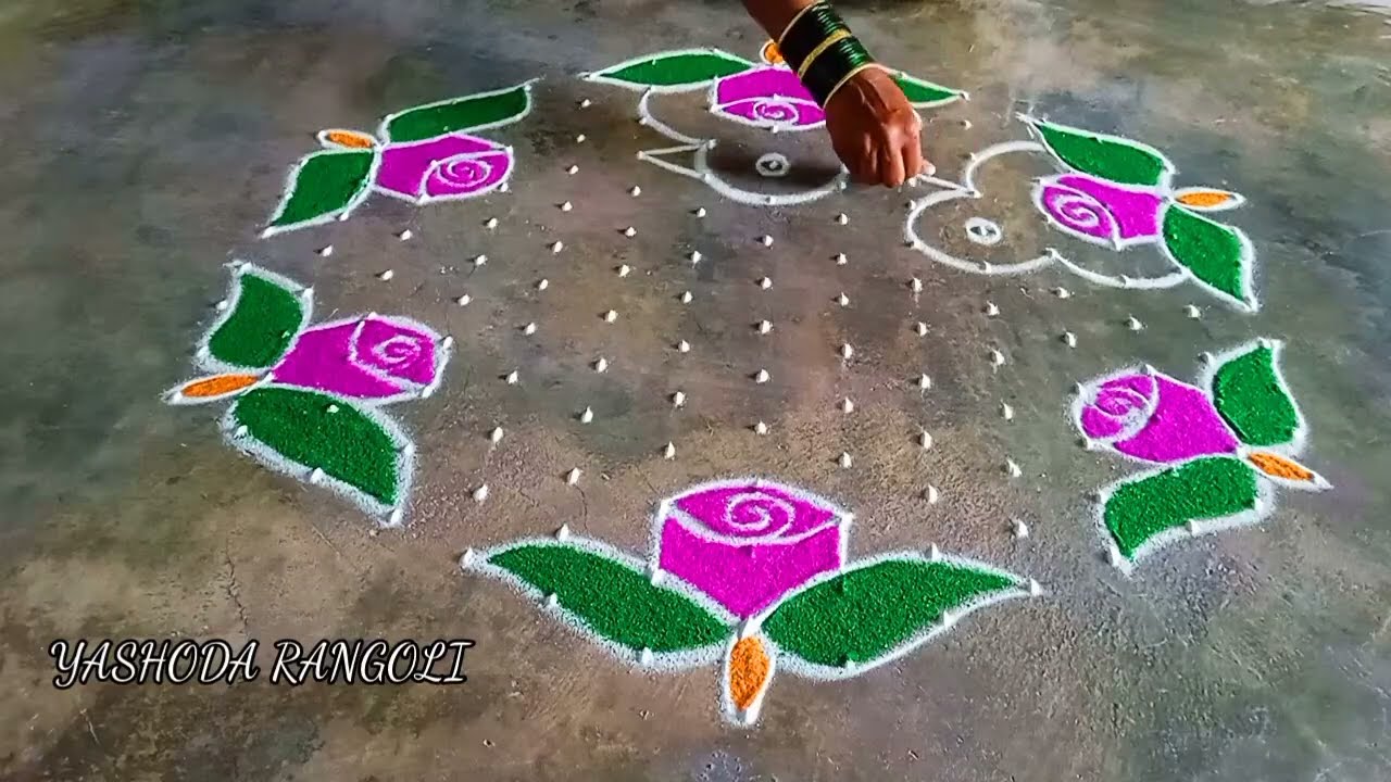 Ugadi festival special beautiful🌺 rangoli 15+8 dots easy🌺 rangoli design