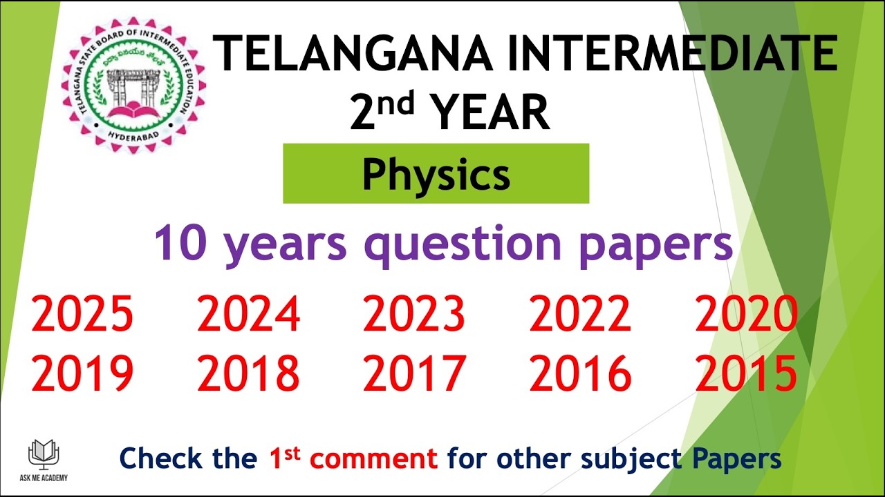 TG Inter 2nd Year Physics 2025 - 2015 10 years previous Question Papers Telangana Papers TS inter