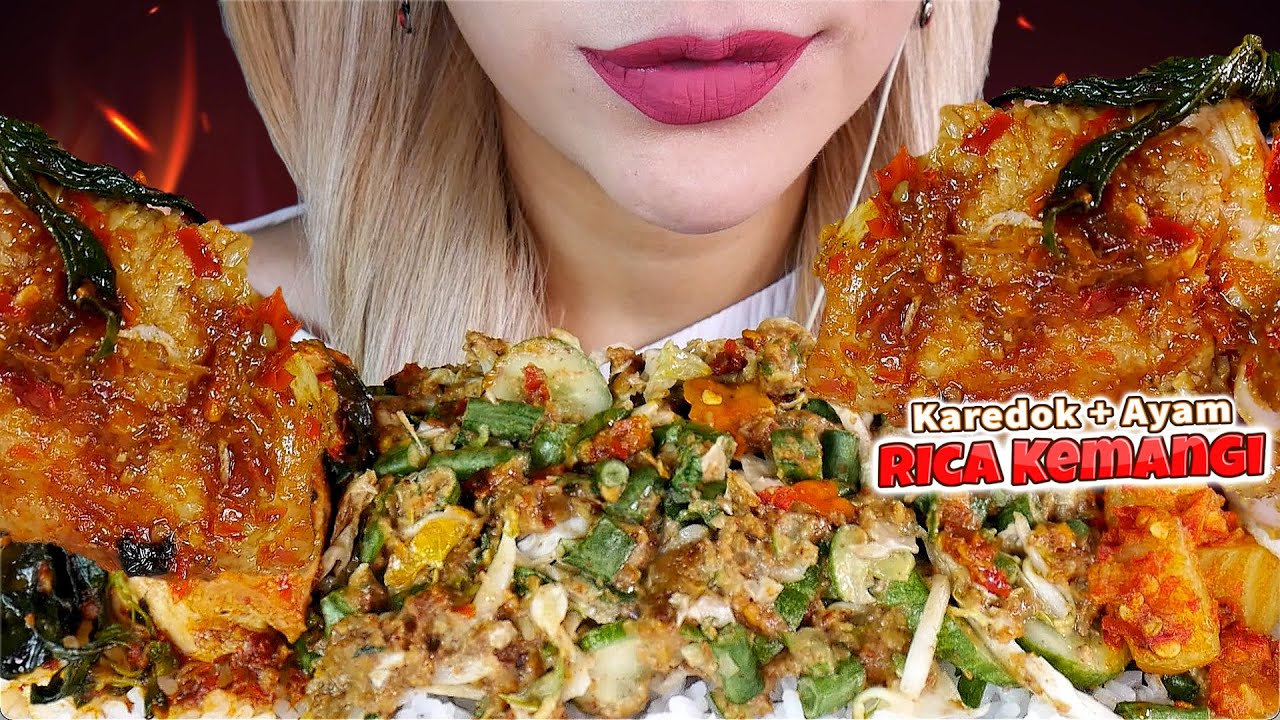 ASMR🍗😋 AYAM RICA-RICA KEMANGI + KAREDOK PEDAS🔥 SPICED BASIL CHICKEN + VEGETABLE PEANUT SAUCE🥜
