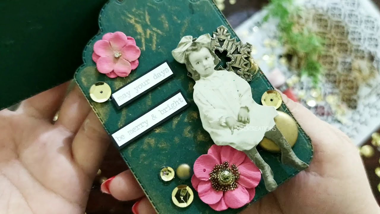 Tiny Tag Album Tutorial- Mudra - Mitform_castings - Lindy's Stamp Gang -  Merry Christmas Tag Making