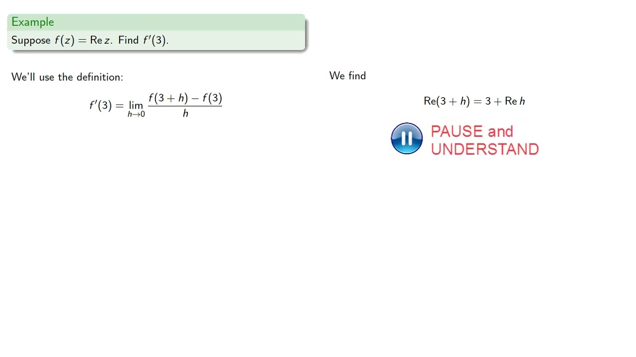 Derivatives of Complex Functions