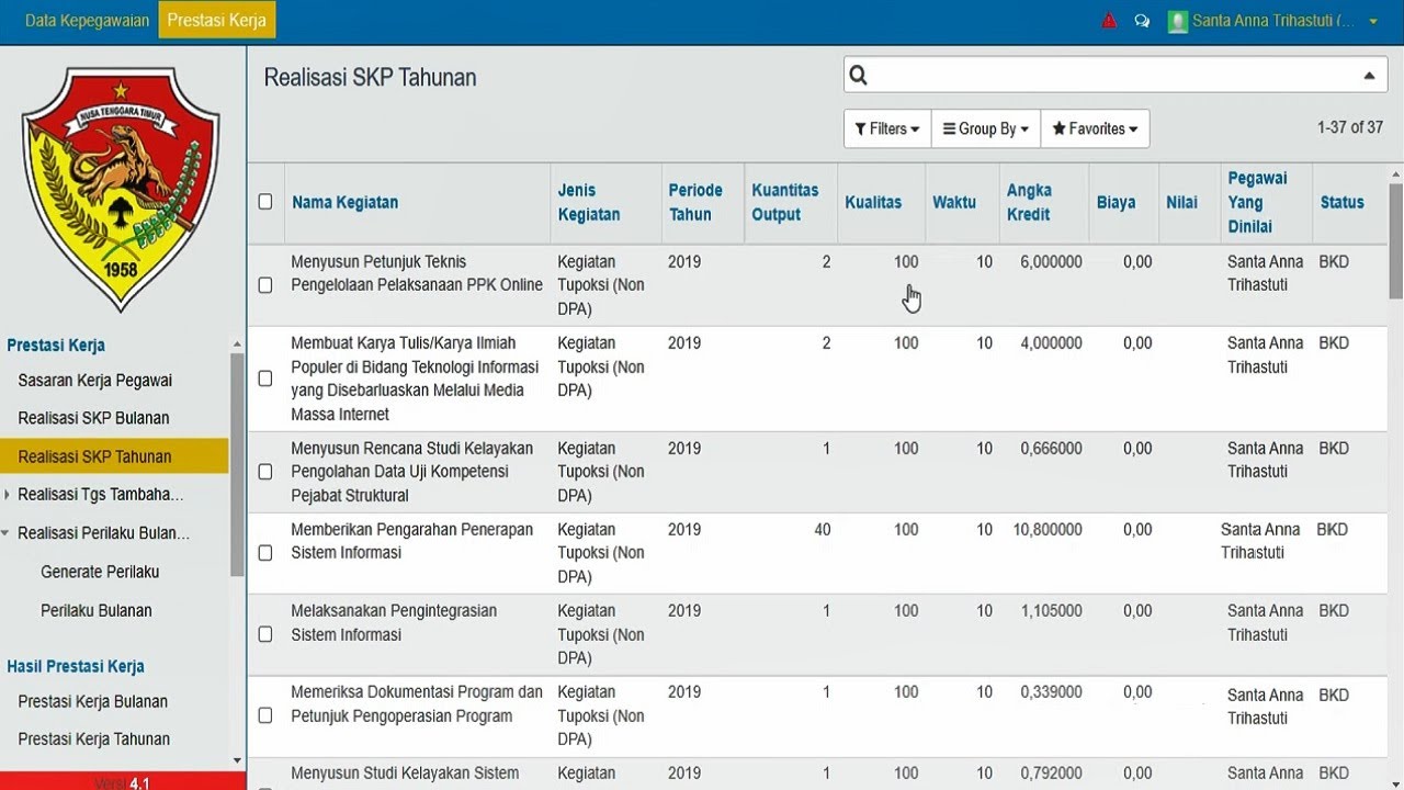 PPK-19 : Pengisian SKP Tahunan | Badan Kepegawaian Daerah Prov.NTT