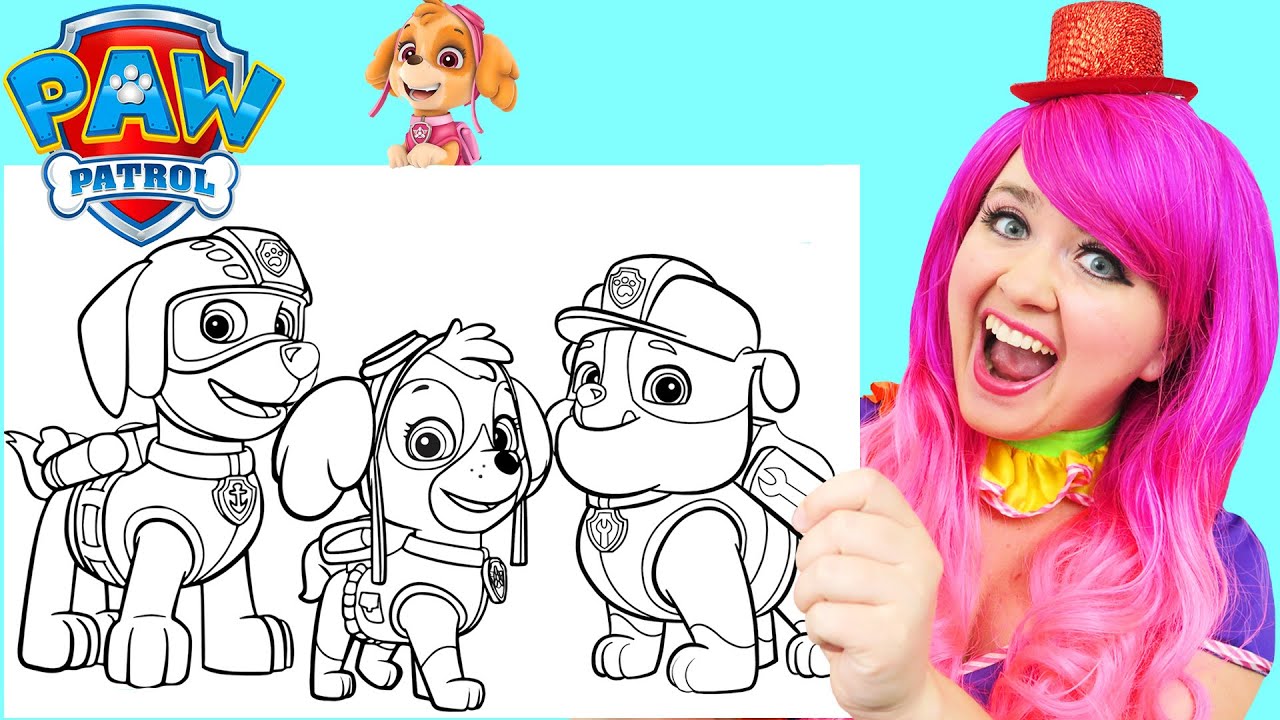 Coloring PAW Patrol | Zuma, Skye, Rubble | Crayons