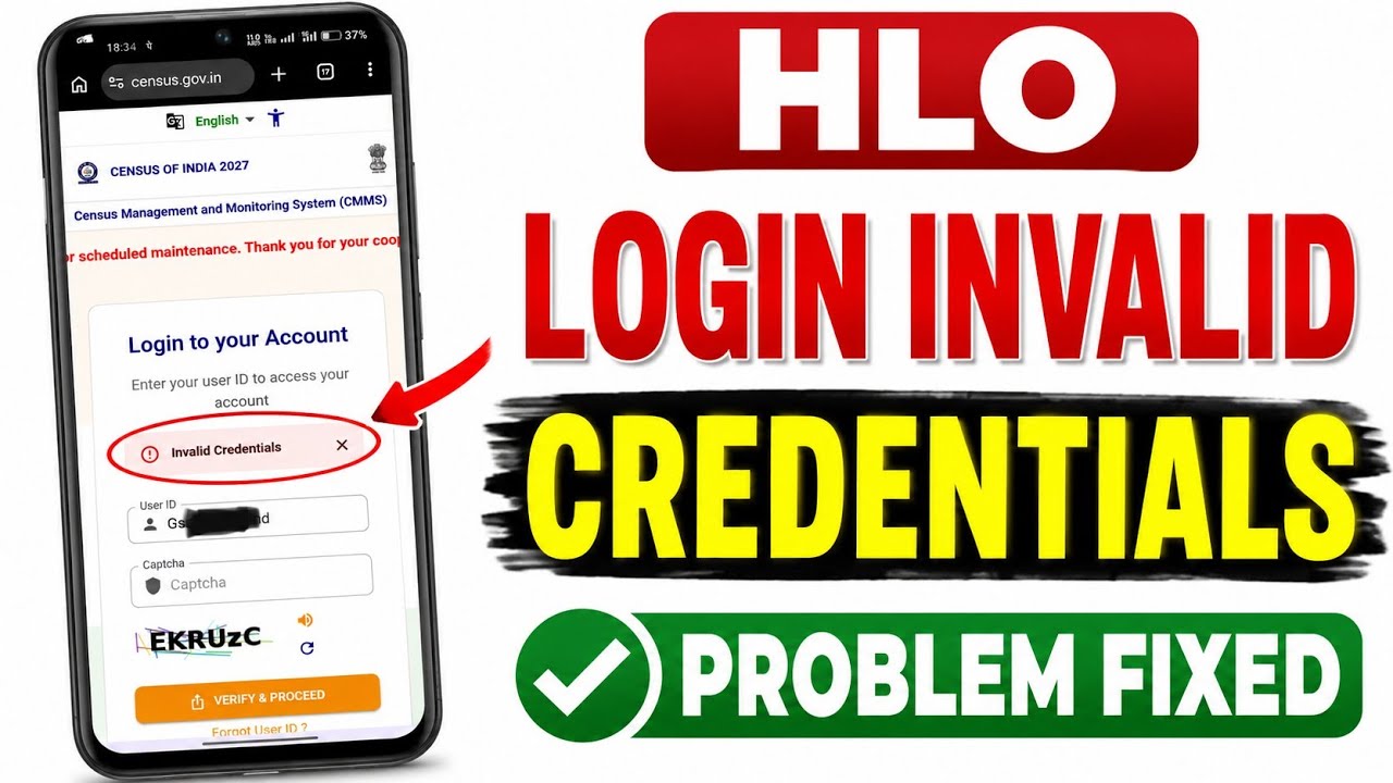 hlo app invalid credentials problem || hlo app login problem || census app login problem today