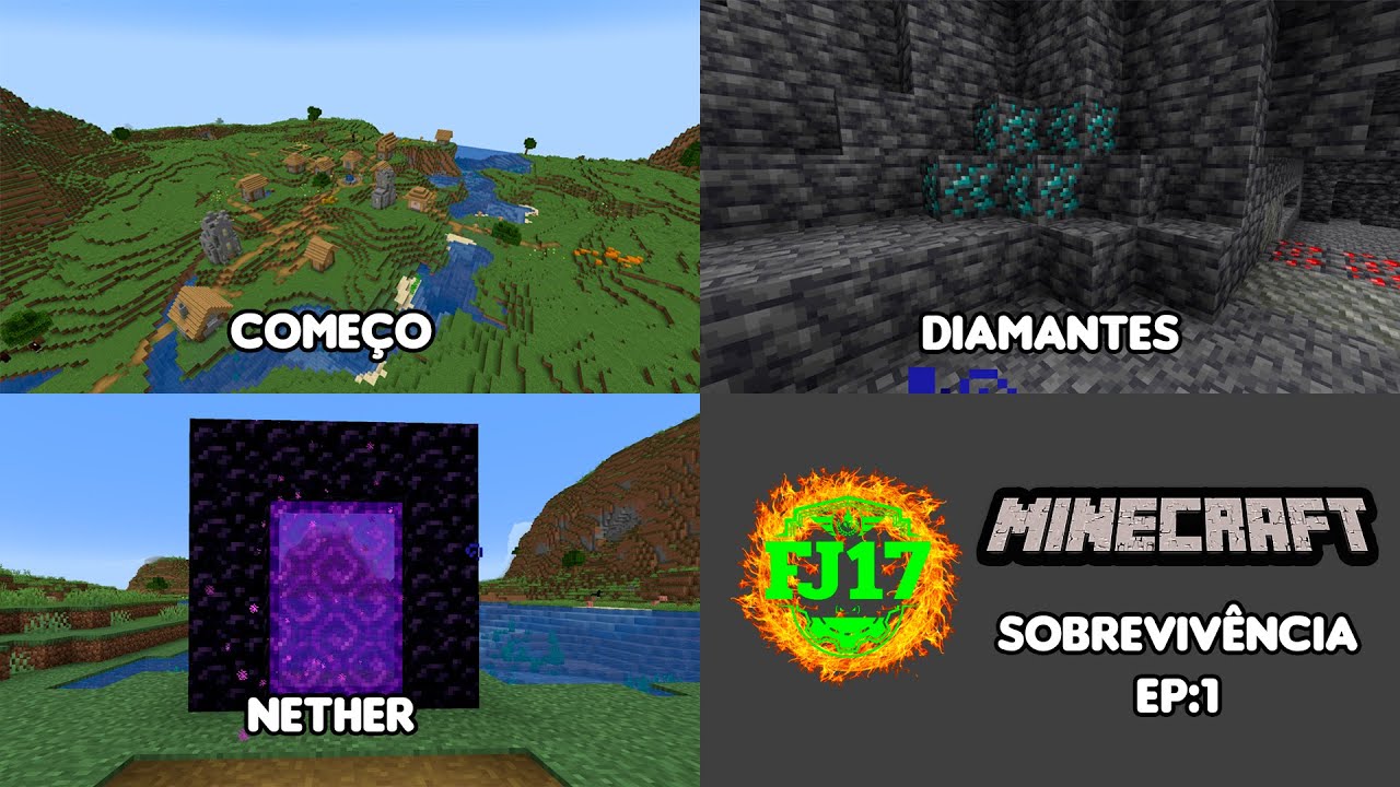 Minecraft sobrevivência Ep:1Começo,Diamantes e Nether