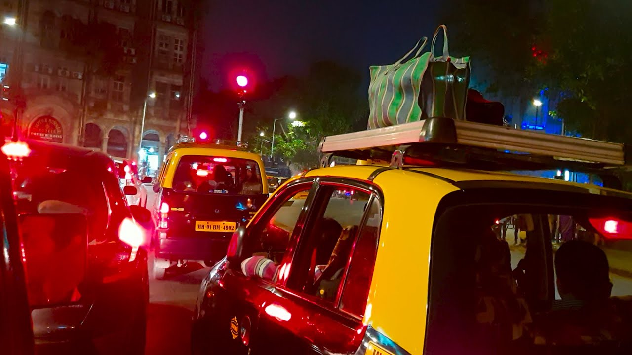 Mumbai Taxi Ride at Night, India in 4k ultra HD