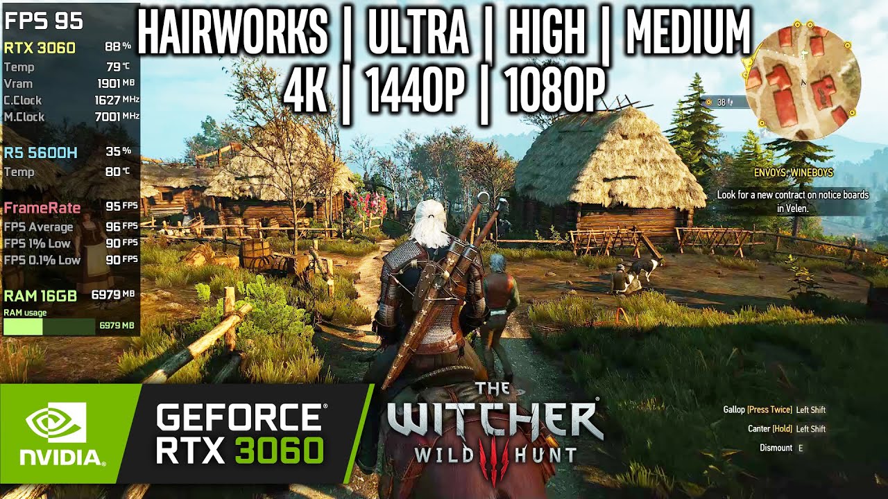 RTX 3060 Laptop | The Witcher 3: Wild Hunt - 4K, 1440p, 1080p - Ultra, High, Medium