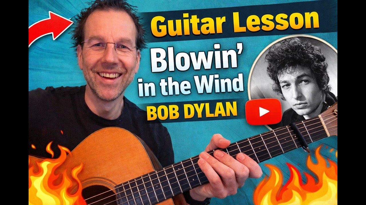 Blowin' In The Wind Easy Guitar Lesson + Tutorial -  Bob Dylan. Easy chords and strumming pattern