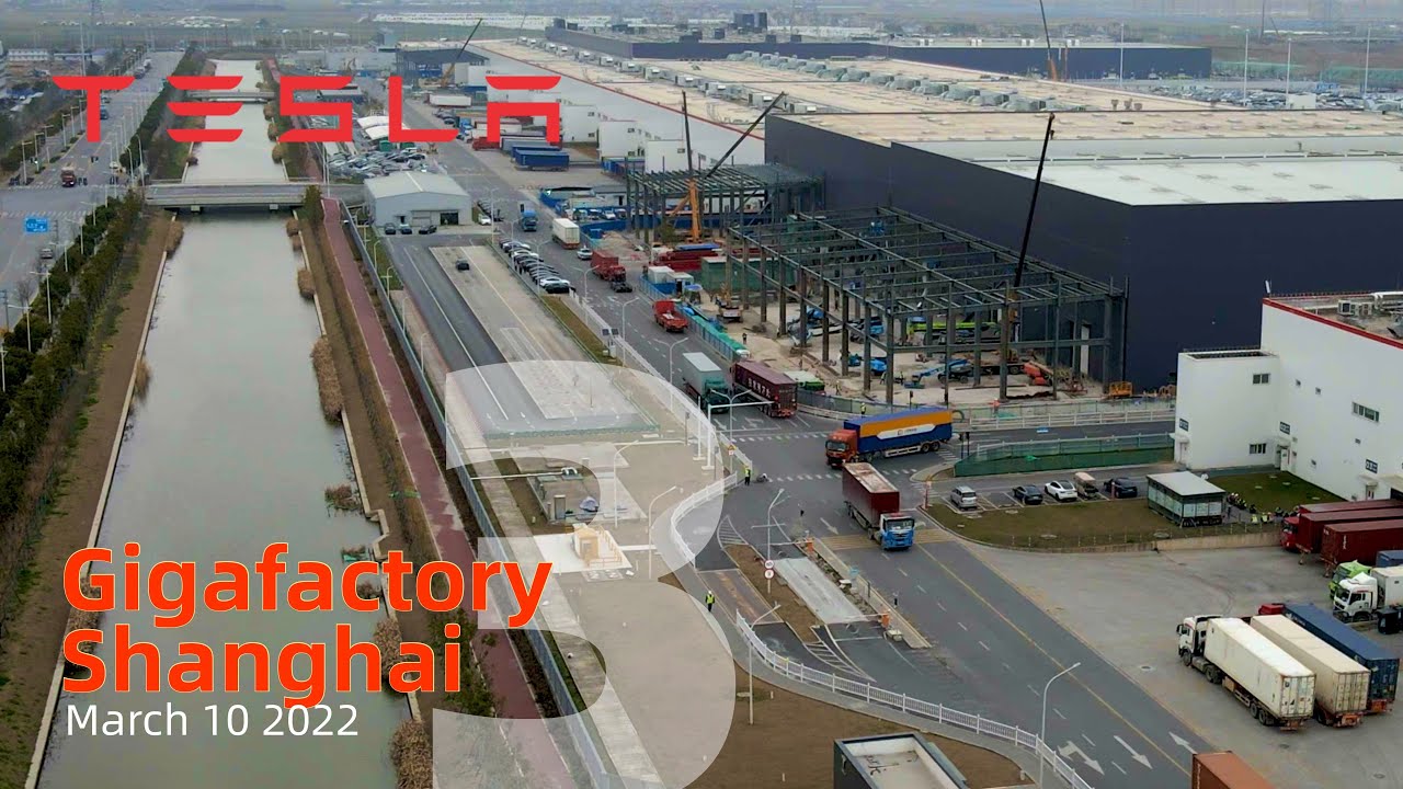 (March 10 2022) Tesla Gigafactory 3 Shanghai 4K Video