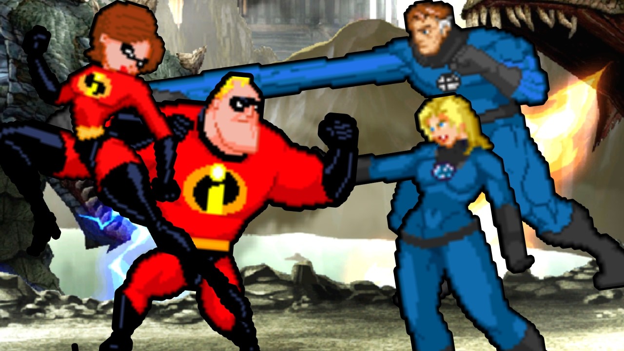 Mr. Incredible & Elastigirl Vs Mr. Fantastic & Invisible Woman - MUGEN