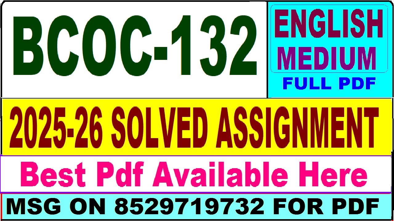 BCOC 132 solved assignment 2025-26 || bcoc 132 solved assignment 2026 in English || ignou bcoc132