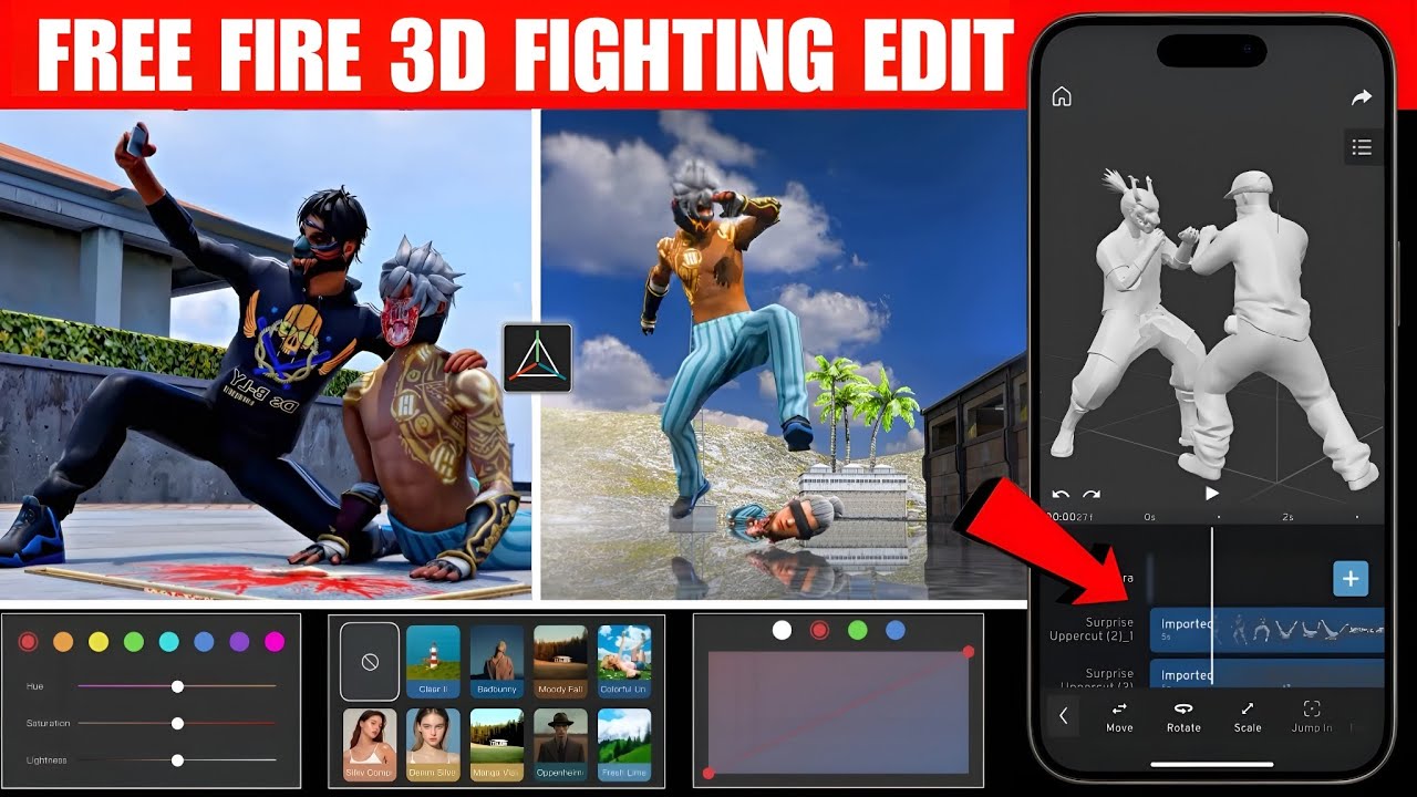 Mobile se 3D Fighting Video Editing 🔥 No PC | Beginner to Pro Tutorial 🤯