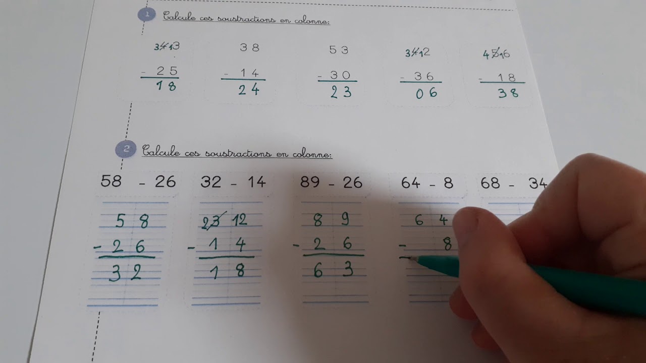 CE1 La soustraction posée avec ou sans retenue