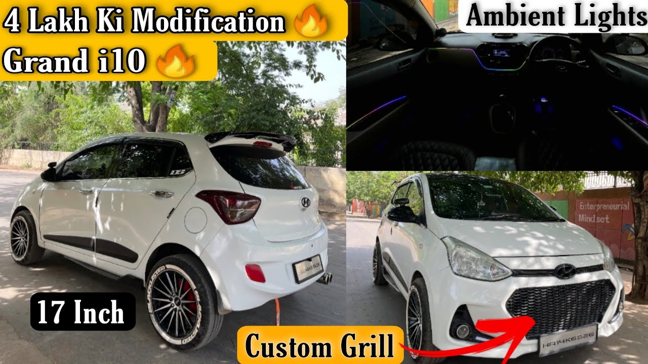 Modified Hyundai Grand i10 | Loudest i10 | Alloywheels,Cardi Ambient Lights,DB Audio Setup!
