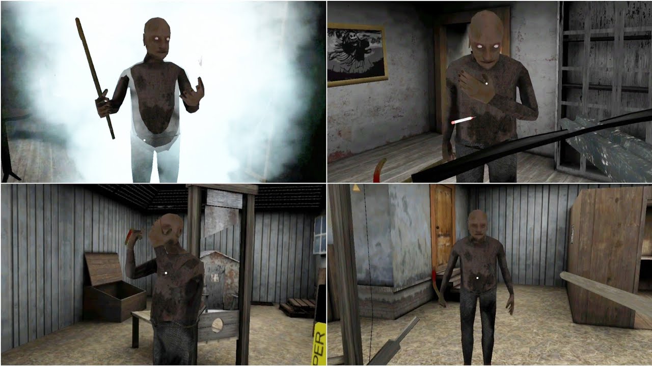 Using All Weapon against Grandpa in Granny Chapter 1 Unofficial Mod
