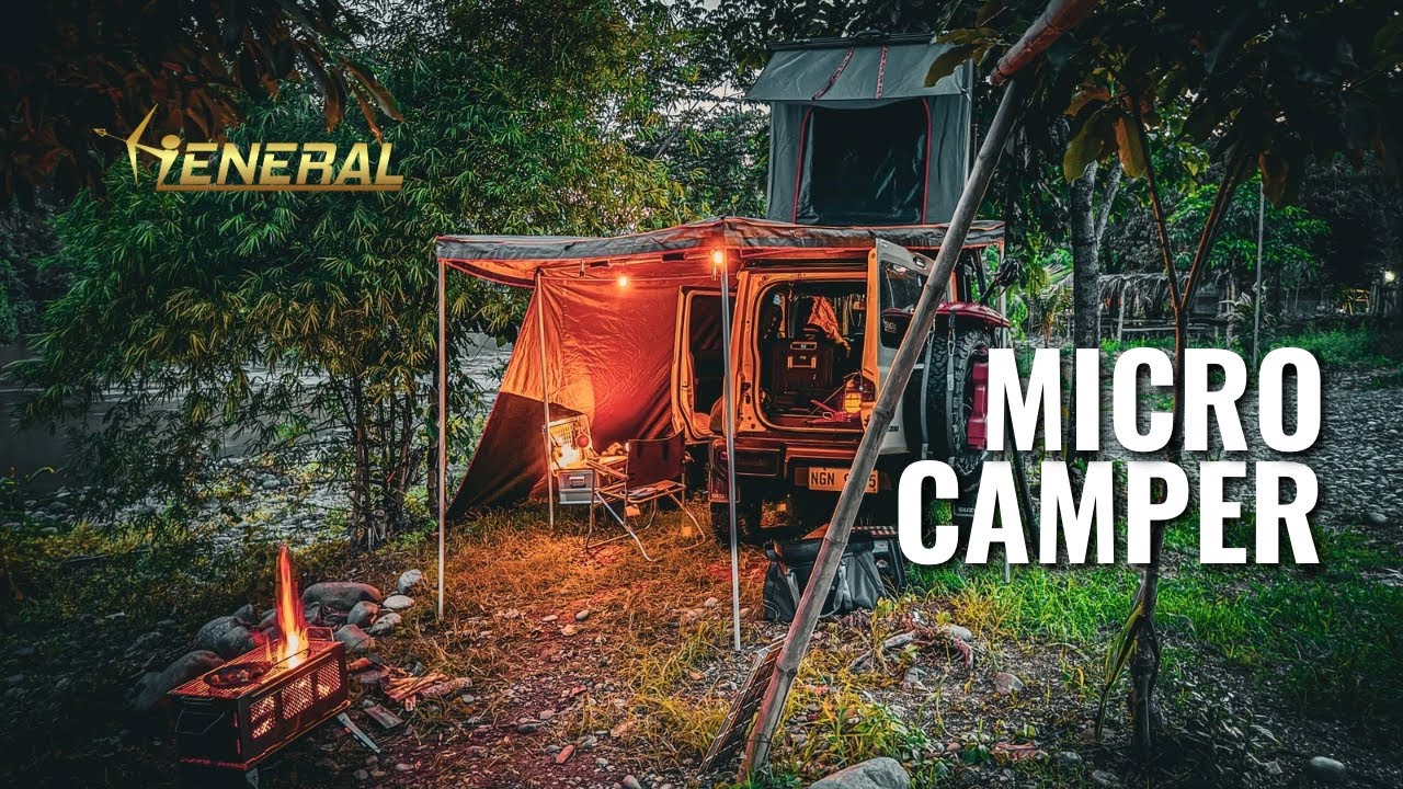 Solo Car Camping near Unpredictable River - Flamurs Kaleidoscope Fire Pit - Suzuki Jimny
