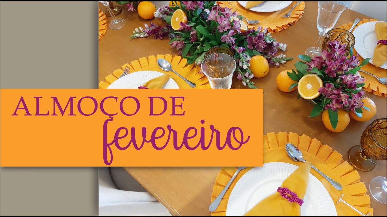 Mesa Posta Fevereiro roxo e laranja