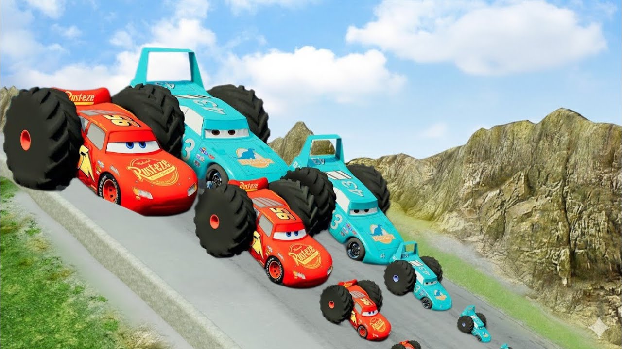 Big & Small McQueen vs Chick Hicks vs Tow Mater vs King Dinoco vs Duch Hudson - BeamNG.Drive