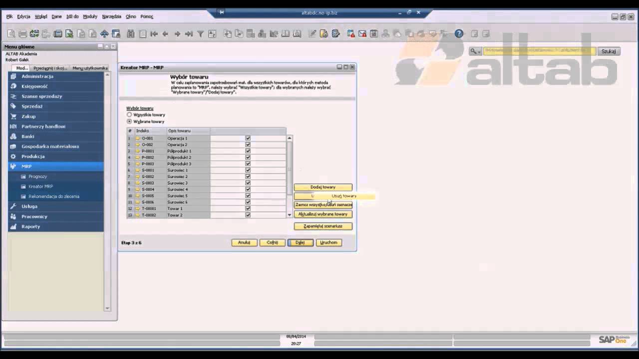 SAP Business One - MRP (planowanie zasobów) cz. 1 z 2