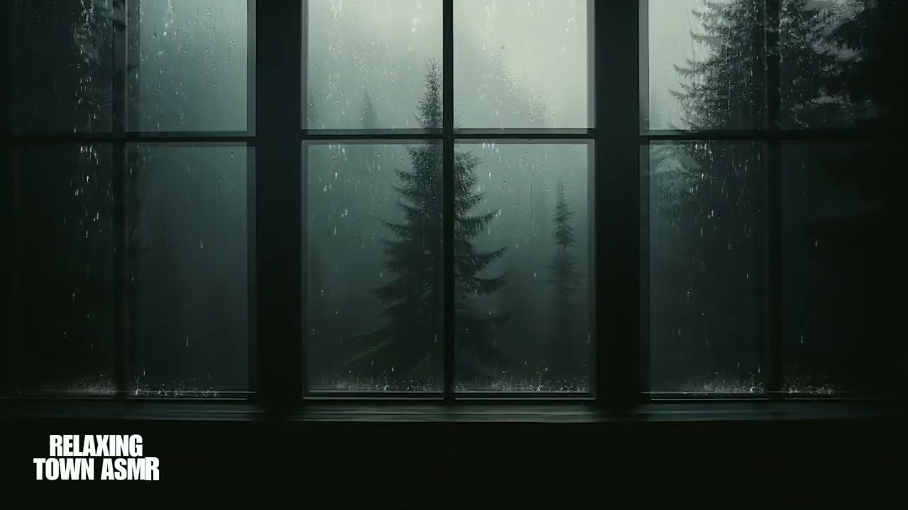 Pencere Önünde Hafif Fırtına 🌧️ Rahat Uyku ve Stres Azaltma İçin Sakin Yağmur Ambiyansı