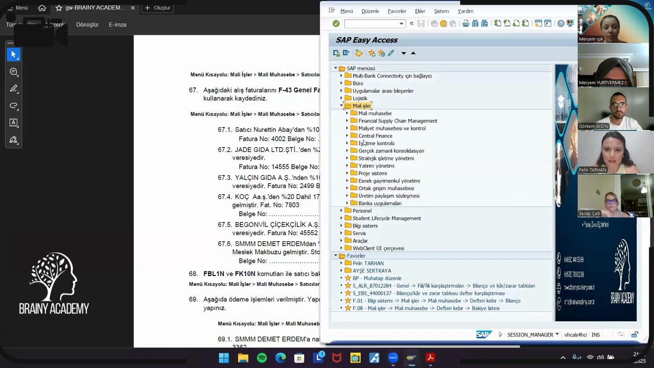 SAP FI Öğrencimiz Pelin Tarhan SAP'de F 43 t code' unda işlem yapıyor